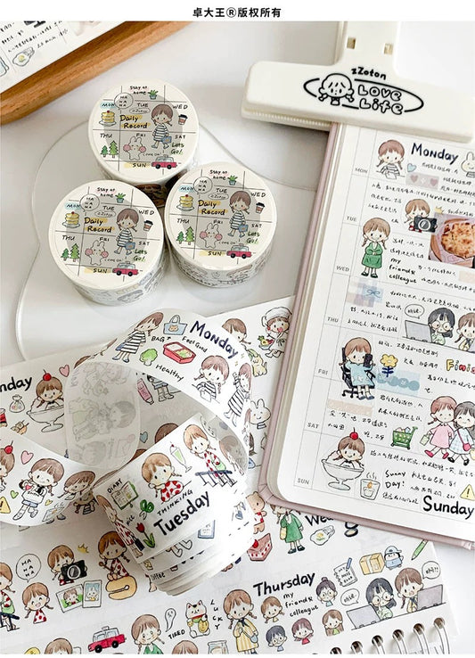 Molinta - Daily Record | 3cm Washi Tape |  Release Paper | 5M