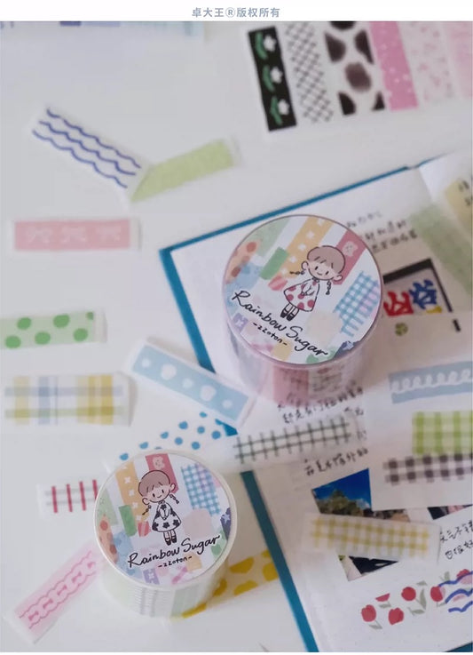 Molinta - Rainbow Sugar | GLITTER |Die Cut|  4.5cm Sticker Paper Tape | Release Paper