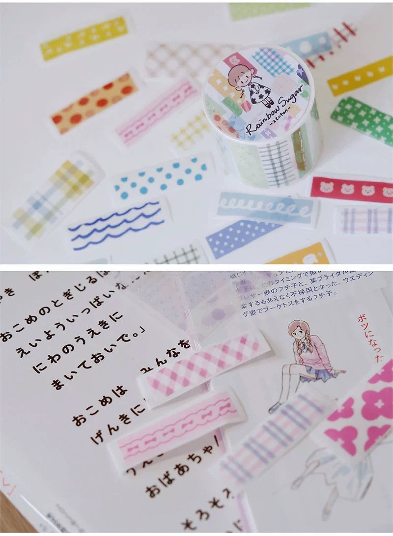 Molinta - Rainbow Sugar | GLITTER | Kiss-cut|  4.5cm Sticker Paper Tape | Release Paper