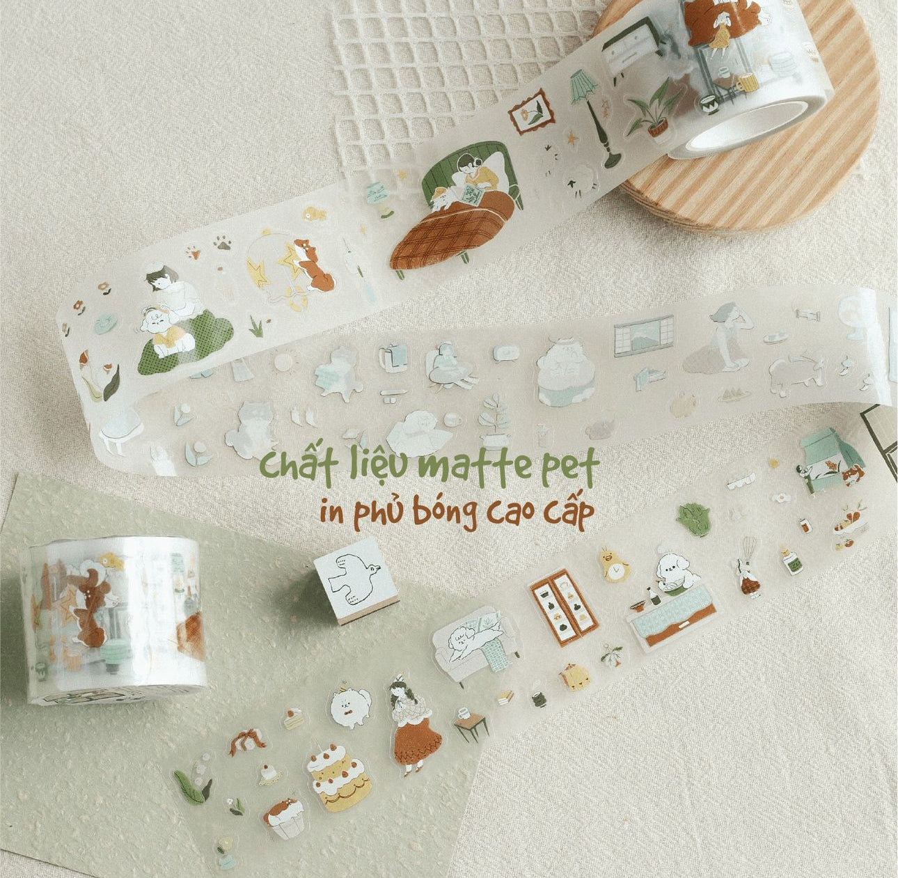 Teayou - Uchi no Wanchan (dog)| 4cm Matte PET Tape |  Die Cut | Release Paper