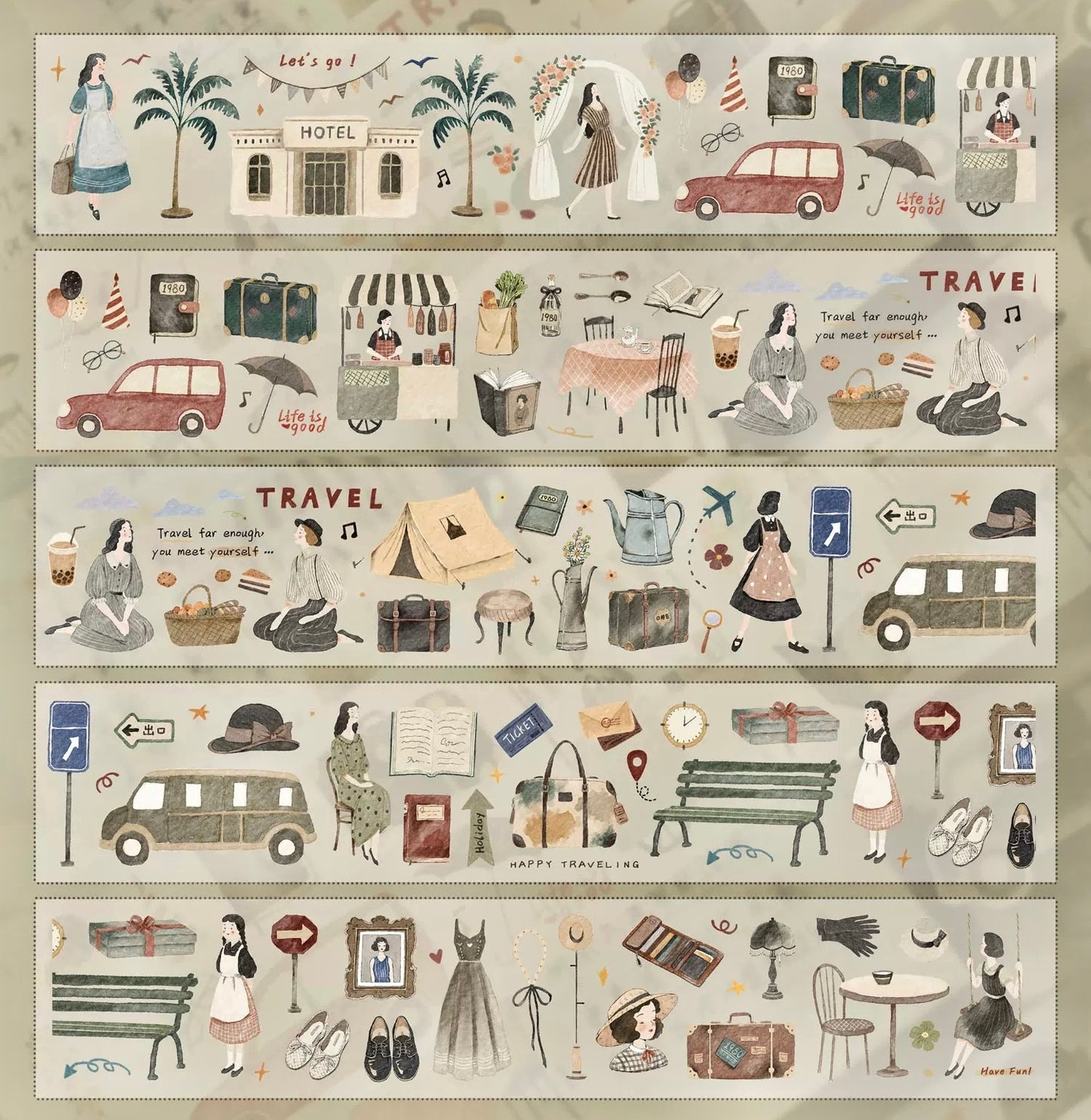 NEW! Yier Studio - Vol.6 Travel Journal | Kiss-cut | 5cm Tape | Release Paper | 5M