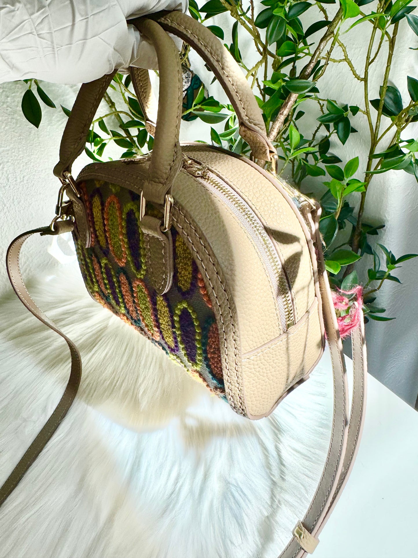 ESH Exclusive Collection - pot-au-feu | Double-sided Pattern | mina perhonen Fabric | Real Leather | Handle | Crossbody | Handmade Products