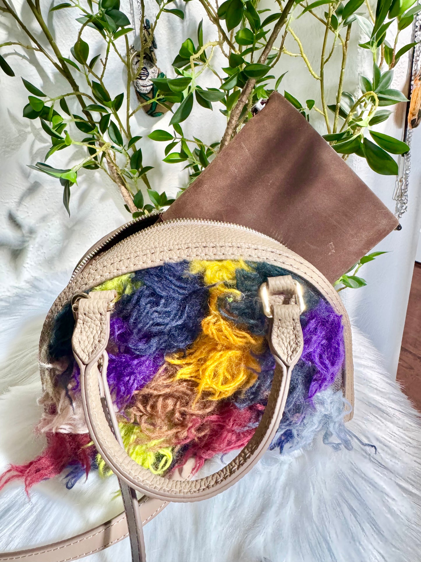 ESH Exclusive Collection - pot-au-feu | Double-sided Pattern | mina perhonen Fabric | Real Leather | Handle | Crossbody | Handmade Products