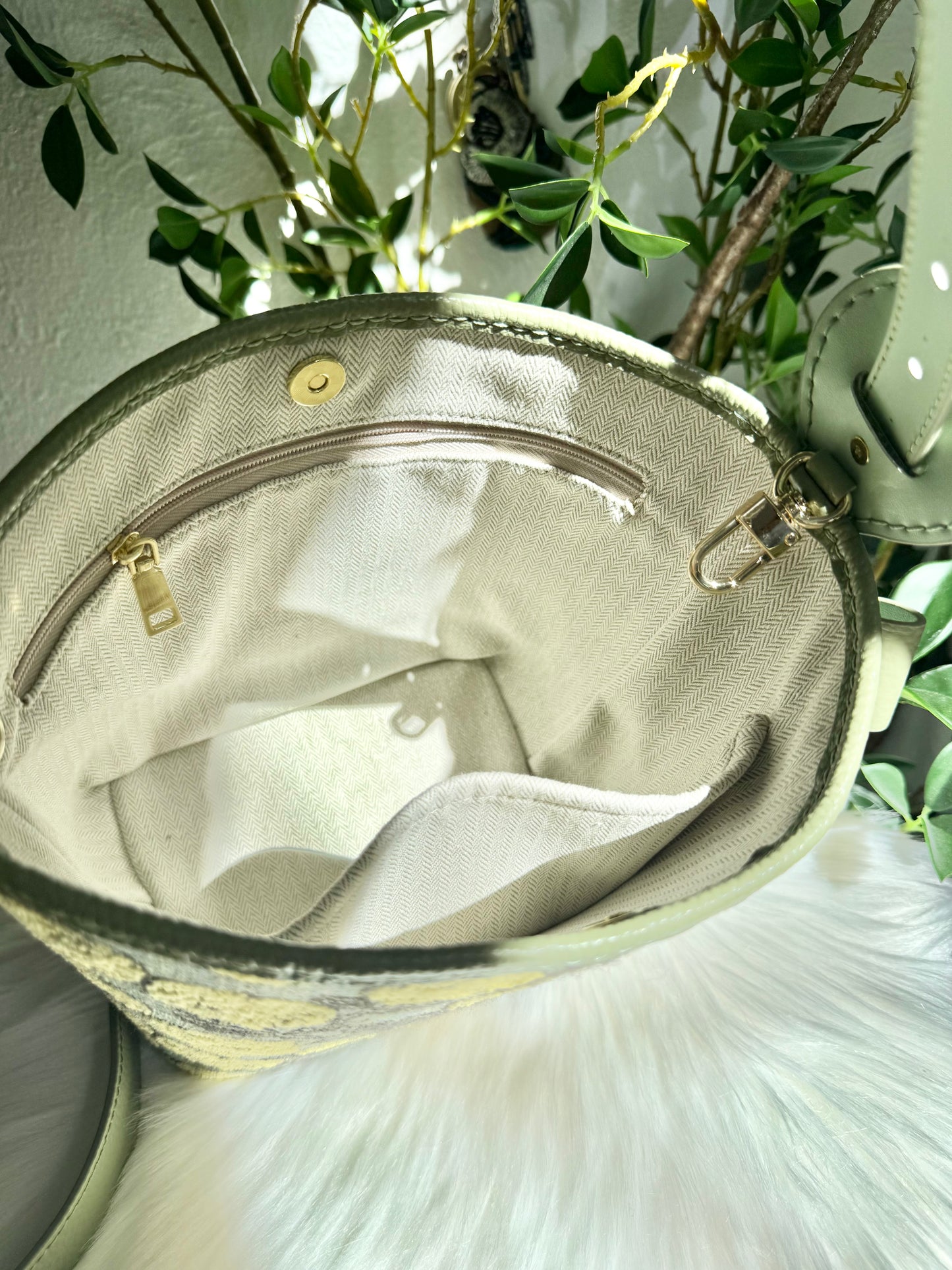 ESH Exclusive Collection - Yellow Rosy | Butterfly Bucket Bag | mina perhonen Fabric | Real Leather | Handle | Crossbody | Handmade Products