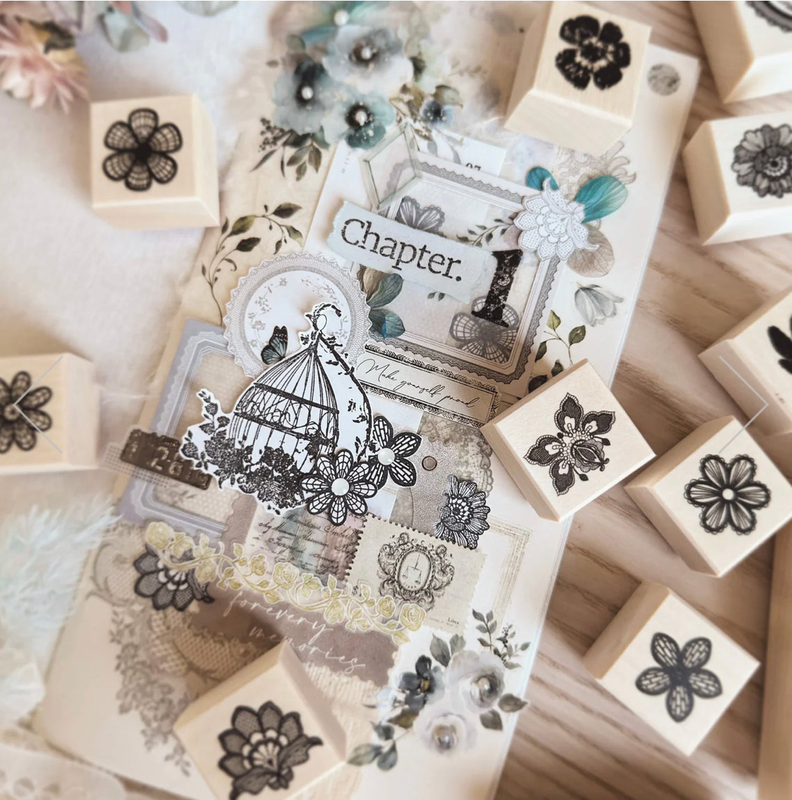 NEW! Journal Pages - Floral Sweet Lace | 9pcs Rubber Stamp Set