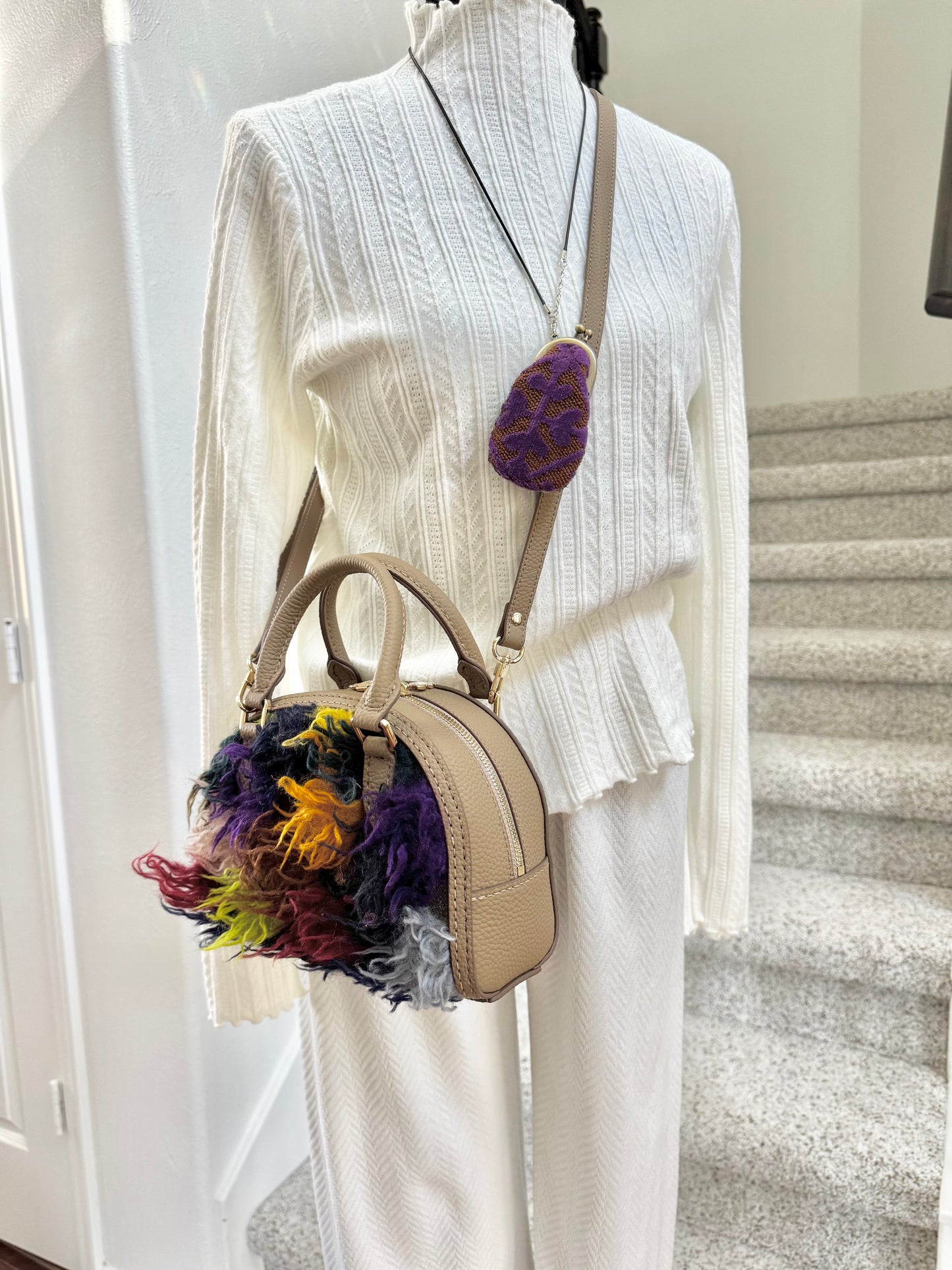 ESH Exclusive Collection - pot-au-feu | Double-sided Pattern | mina perhonen Fabric | Real Leather | Handle | Crossbody | Handmade Products