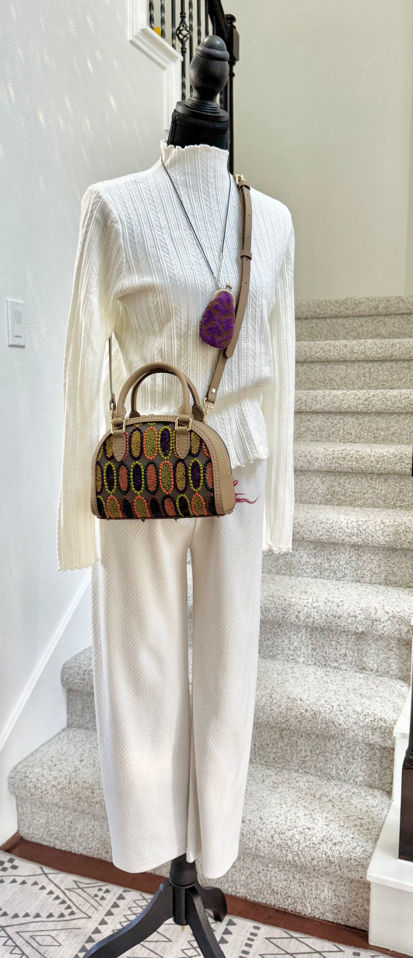 ESH Exclusive Collection - pot-au-feu | Double-sided Pattern | mina perhonen Fabric | Real Leather | Handle | Crossbody | Handmade Products