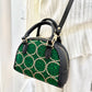 ESH Exclusive Collection - Green tambourine | Double-sided Pattern | mina perhonen Fabric | Real Leather | Handle | Crossbody | Handmade Products