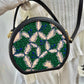 ESH Exclusive Collection - Green tambourine/ sing leaf | Double-sided Pattern | mina perhonen Fabric | Real Leather | Handle | Crossbody | Handmade Products