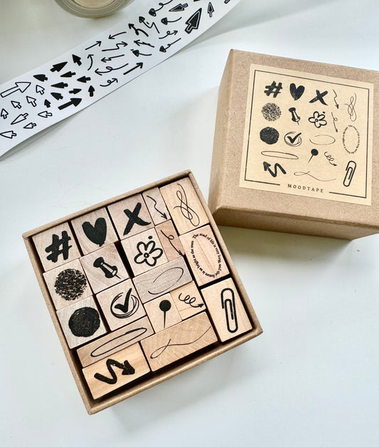 Moodtape - Elements | 19pcs Rubber Stamp Set