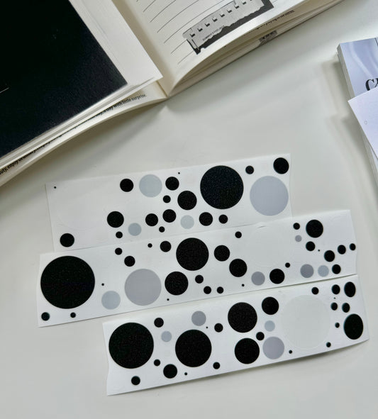 YiRiYY - Circle Black | GLITTER | 4cm Pre-cut Sticker Paper Tape | Release Paper