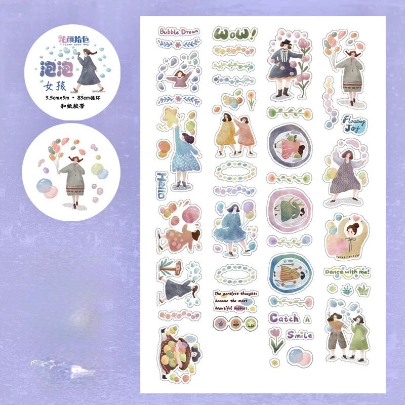 NEW! Bloom Your Day Studio - Mini Girls - Bubble Girl | 3.5cm Tape | Release Paper | 5M