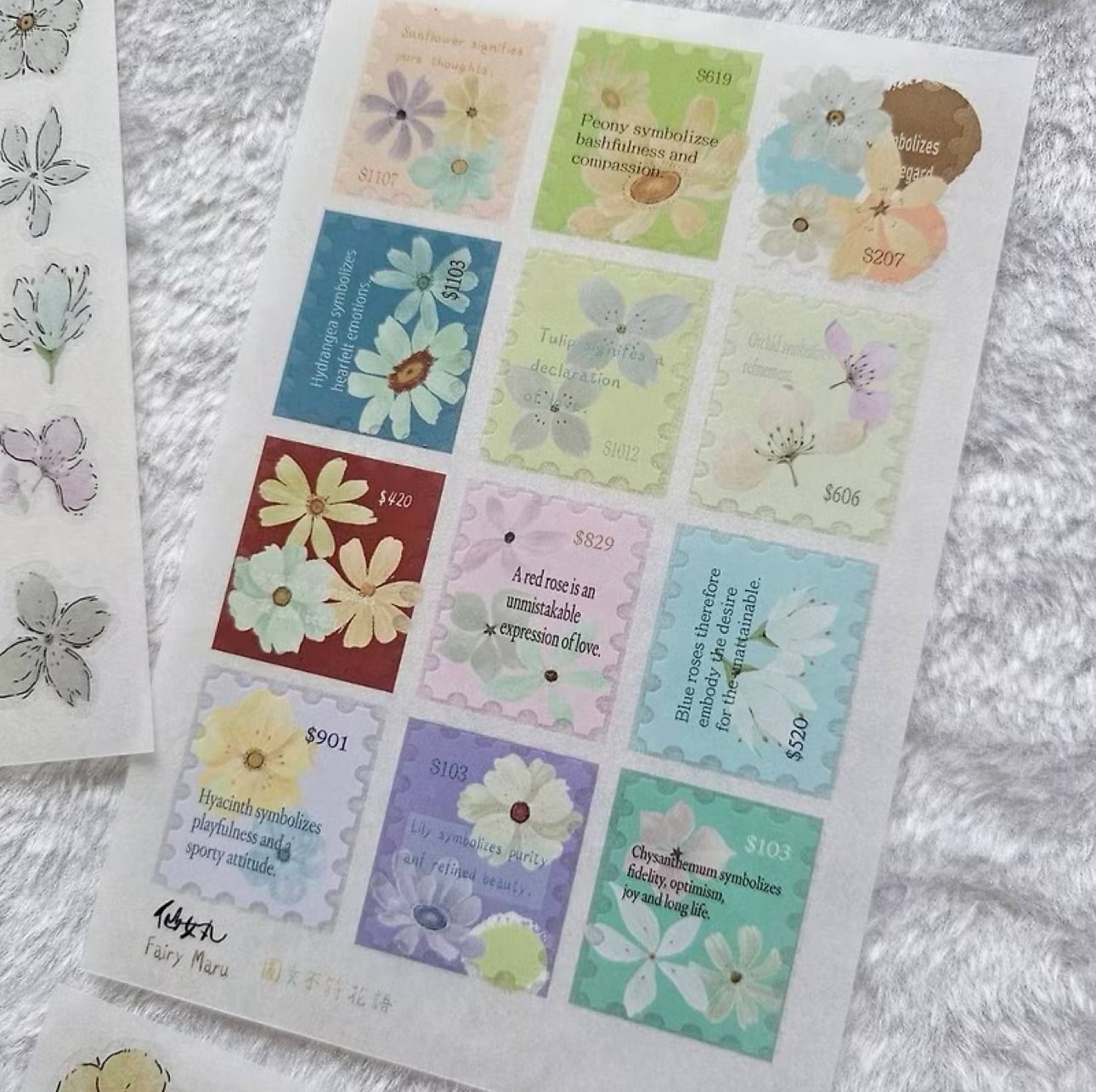 NEW! Fairy Maru -  Floriography | 2 Sheets | Transfer Sticker