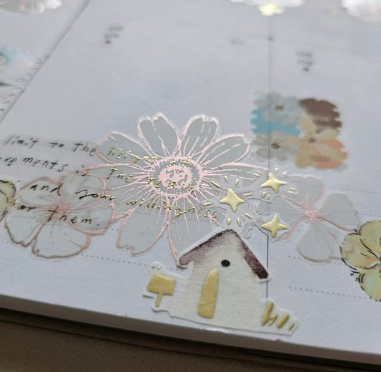 Fairy Maru - Flower Special #5 | 5cm Embossed Pink Gold Foil | Release Paper