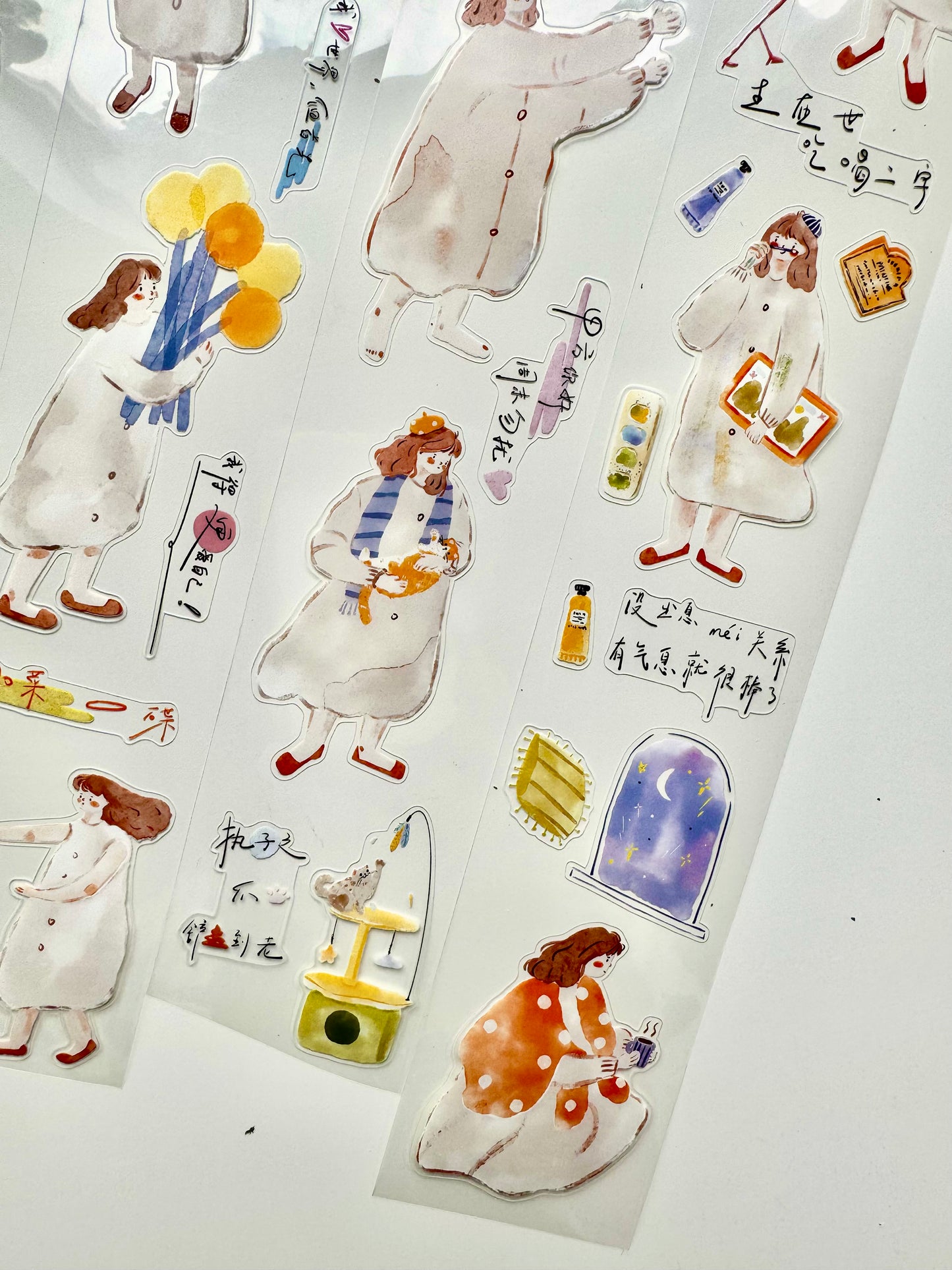 Lynn Illustration - Soft Light Girl | Kiss-cut | 5cm Tape |  Release Paper | 5M