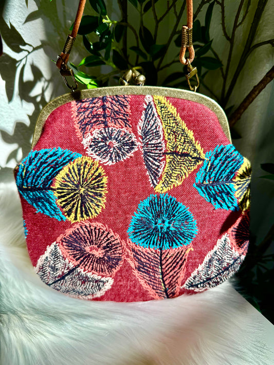 ESH Exclusive Collection - Large Kiss Lock bag | Double-sided Pattern | Velvet Tambourine | Handmade Products | mina perhonen Fabric