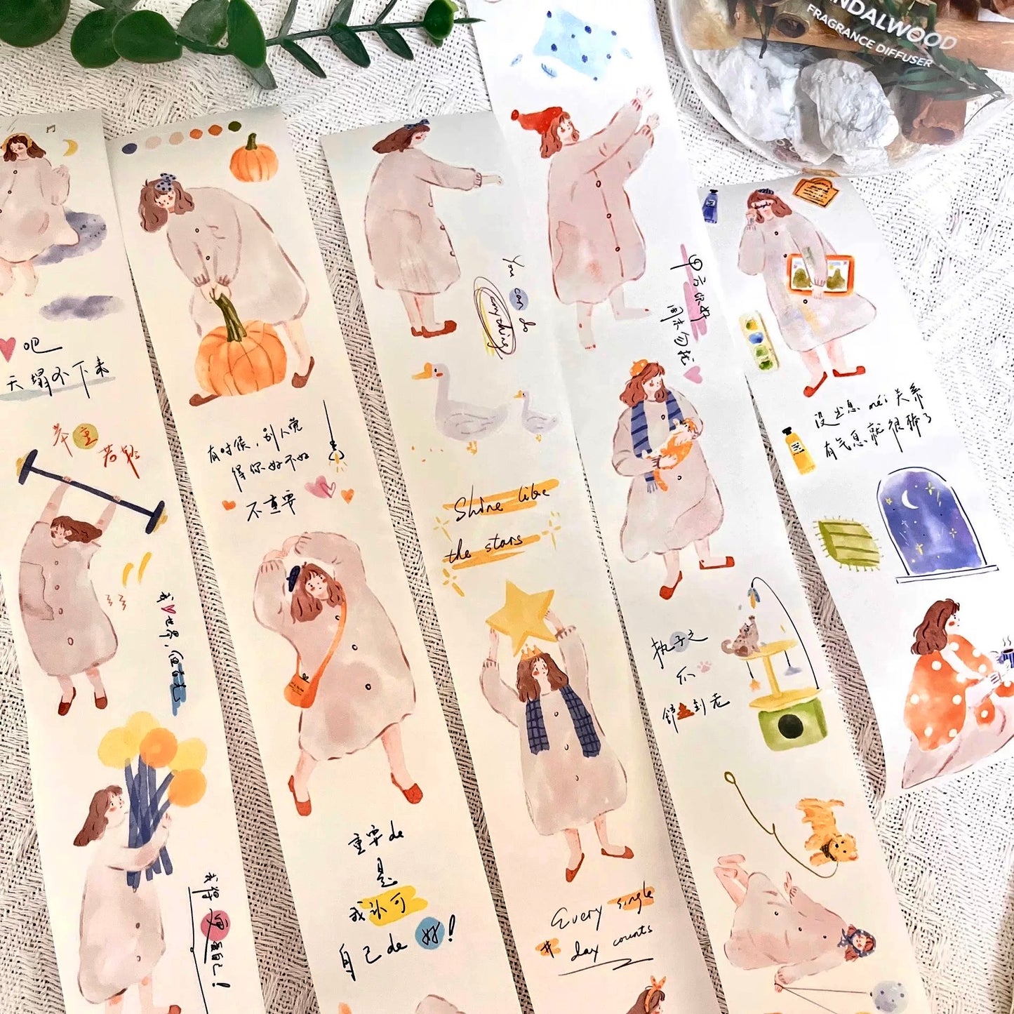 Lynn Illustration - Soft Light Girl | Kiss-cut | 5cm Tape |  Release Paper | 5M