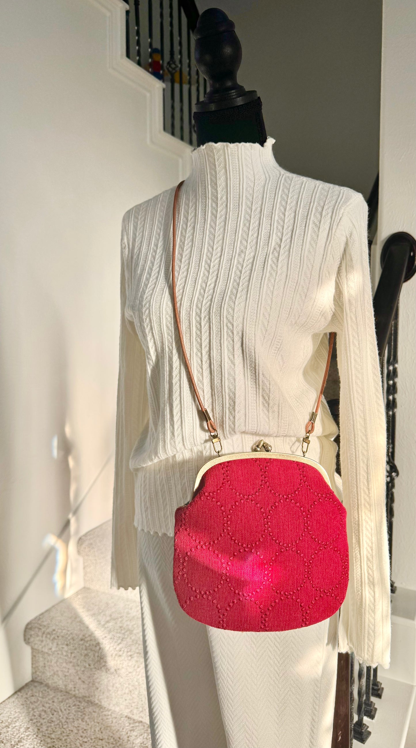 ESH Exclusive Collection - Large Kiss Lock bag | Double-sided Pattern | Velvet Tambourine | Handmade Products | mina perhonen Fabric