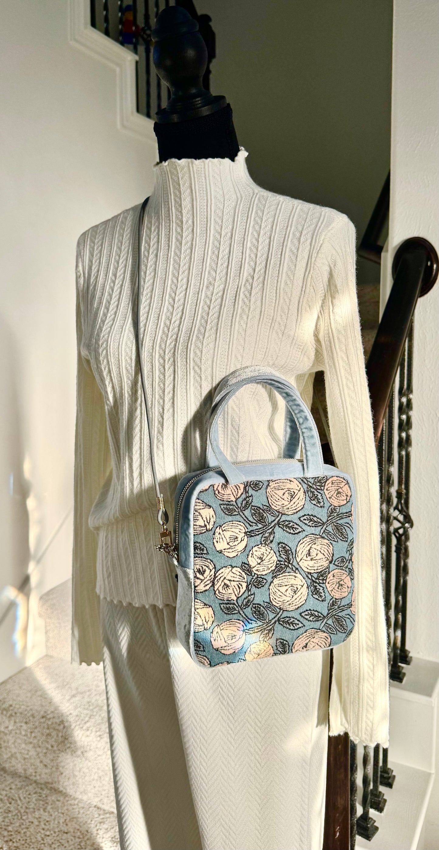 ESH Exclusive Collection - Square bag | Double-sided Pattern | Ring Flower | Handle & Crossbody | Handmade Products | mina perhonen Fabric