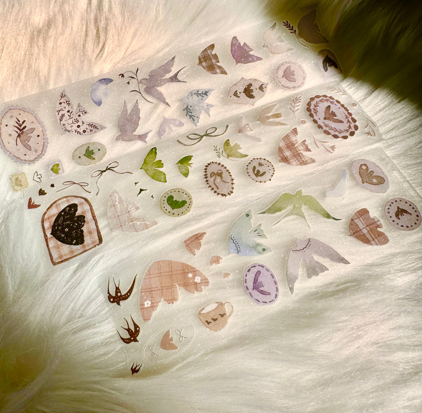 MWJ - Birds | 4.5cm Kiss-cut Glitter PET Tape |  Release Paper | 5M