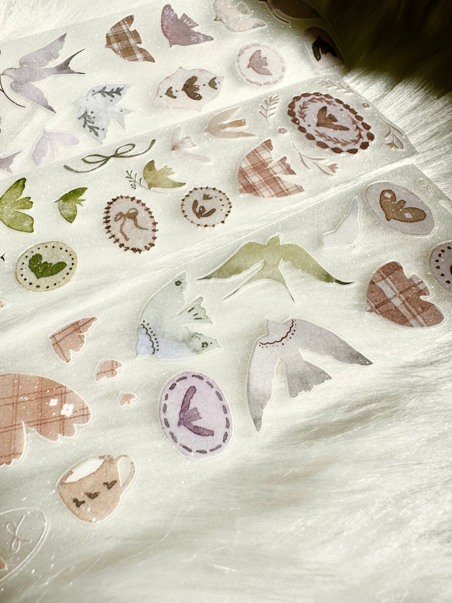 MWJ - Birds | 4.5cm Kiss-cut Glitter PET Tape |  Release Paper | 5M