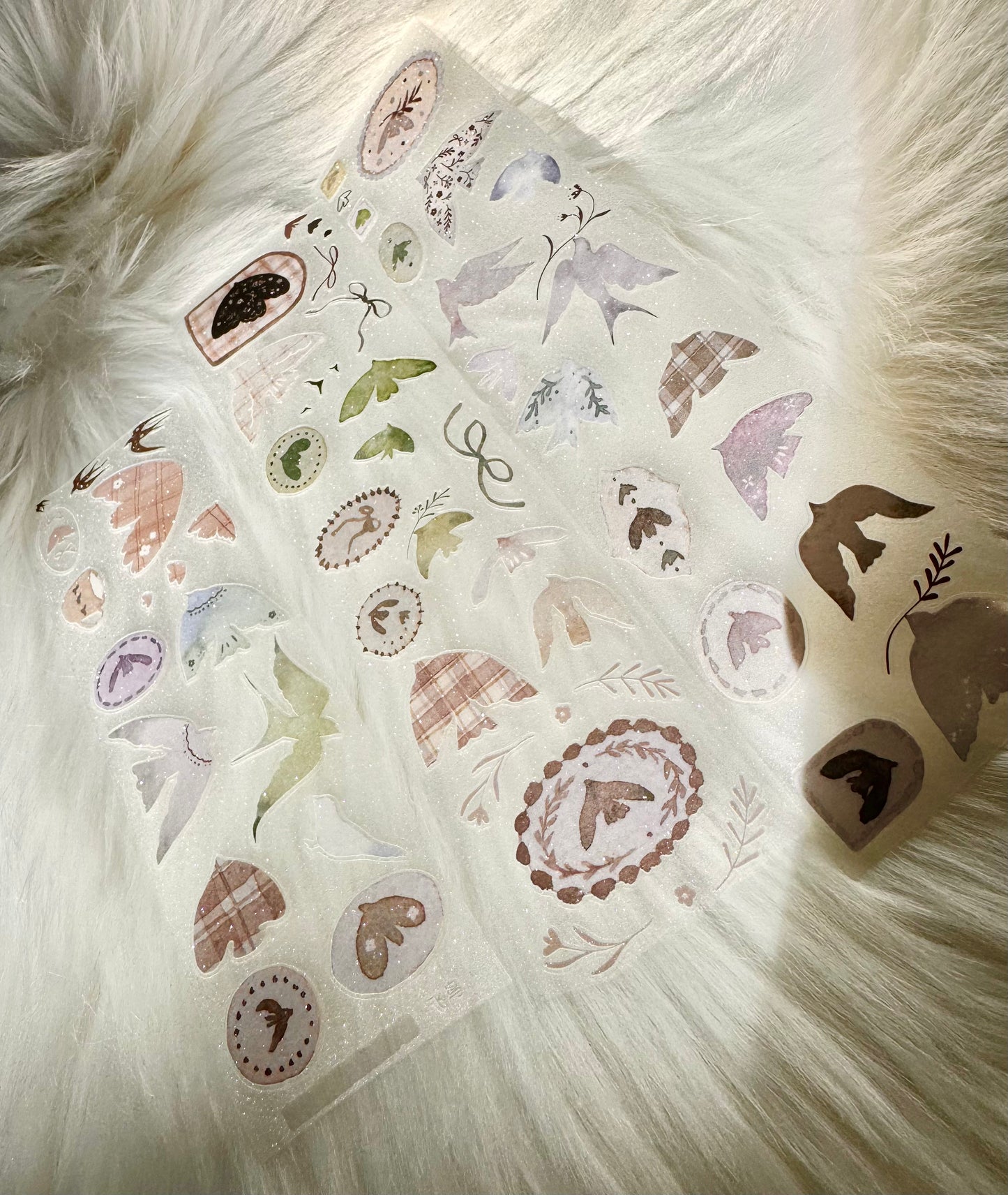 MWJ - Birds | 4.5cm Kiss-cut Glitter PET Tape |  Release Paper | 5M