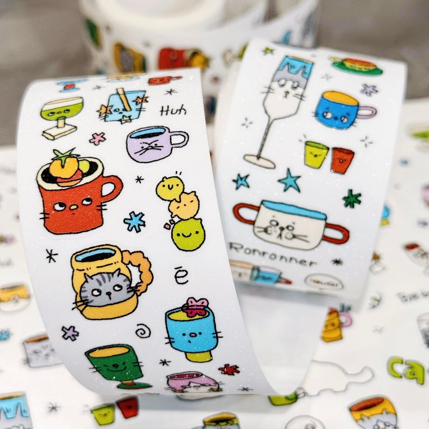 Two Clouds - Kitty Mug | Kiss-cut | 4cm Glitter Tape | Release Paper | 5M