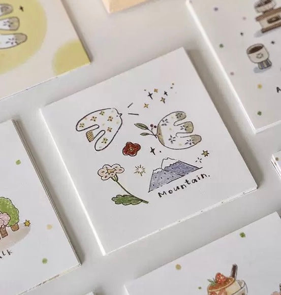 Orange Studio - Mountain and Birds | 24pcs Memo Pad | Ephemera Paper