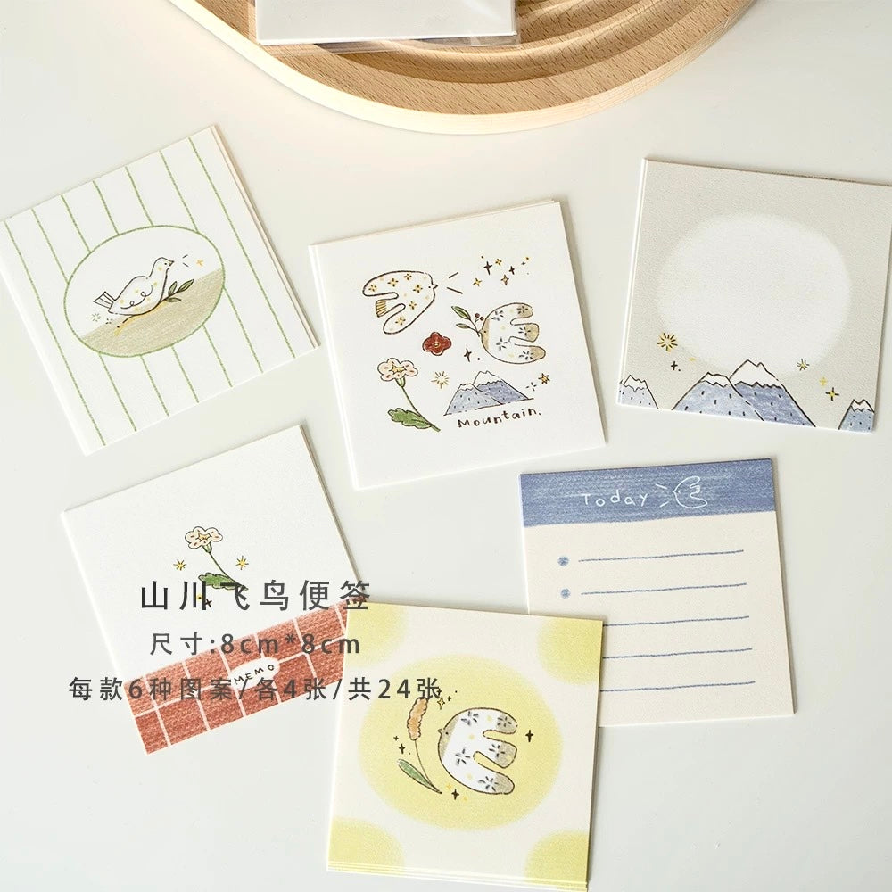 Orange Studio - Mountain and Birds | 24pcs Memo Pad | Ephemera Paper