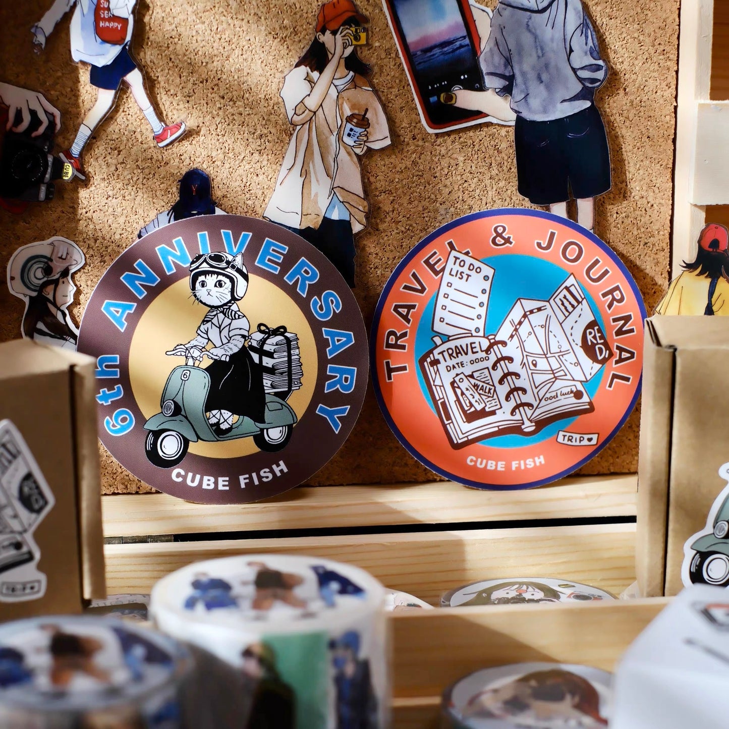 NEW! Cube Fish - 6th Anniversary | 8cm Large Sticker | 2pcs Sticker Set |