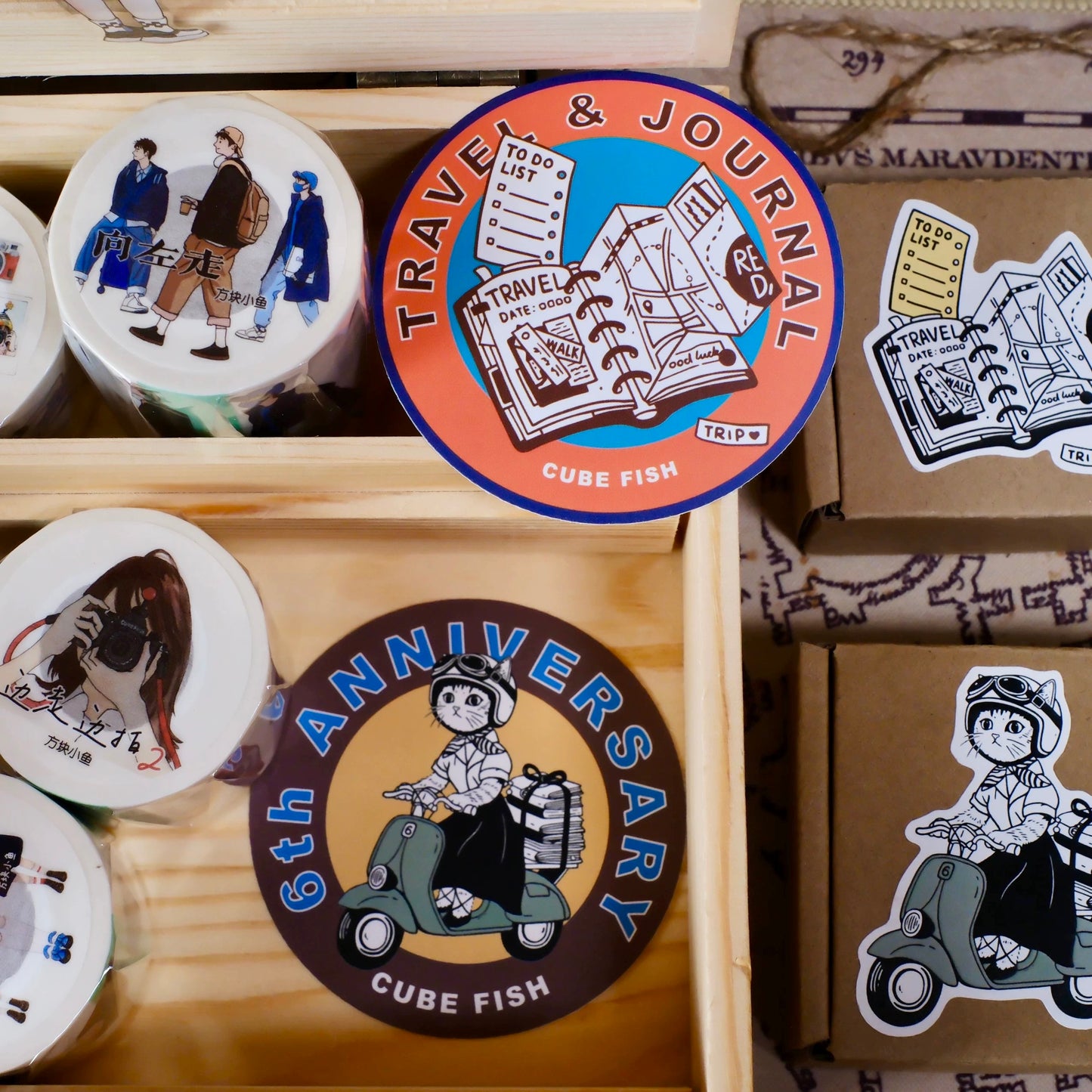 NEW! Cube Fish - 6th Anniversary | 8cm Large Sticker | 2pcs Sticker Set |