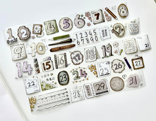 NEW! XBJia Studio - Counting Every Day | Kiss-cut | 4cm Tape |  Release Paper | 6M