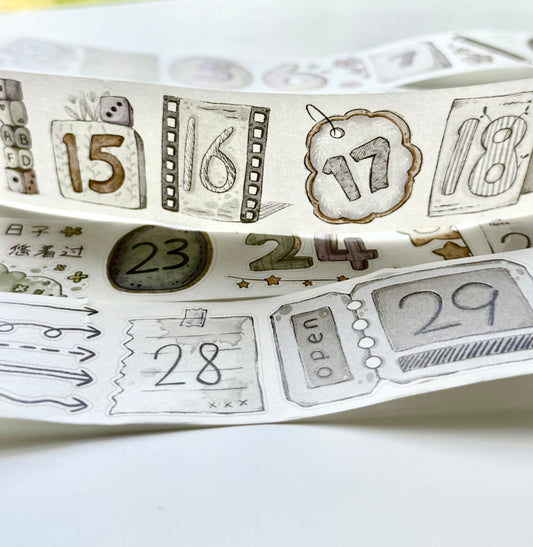 NEW! XBJia Studio - Counting Every Day | Kiss-cut | 4cm Tape |  Release Paper | 6M