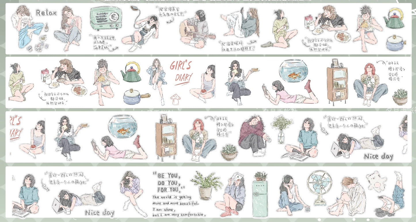 NEW! Xiyue Studio - Girl's Diary | Kiss-cut | 7cm Washi Tape | Release Paper | 6M