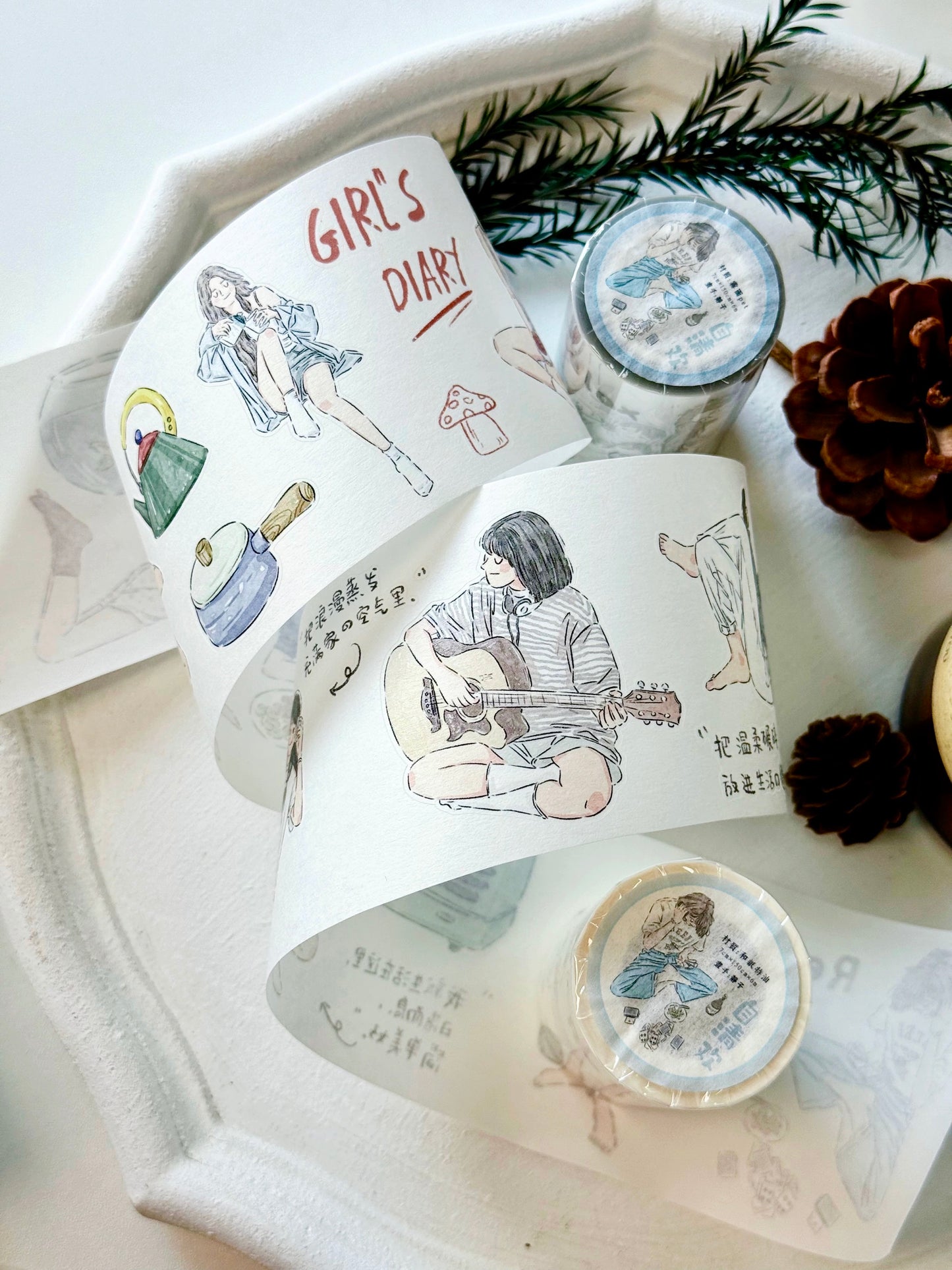 NEW! Xiyue Studio - Girl's Diary | Kiss-cut | 7cm Washi Tape | Release Paper | 6M