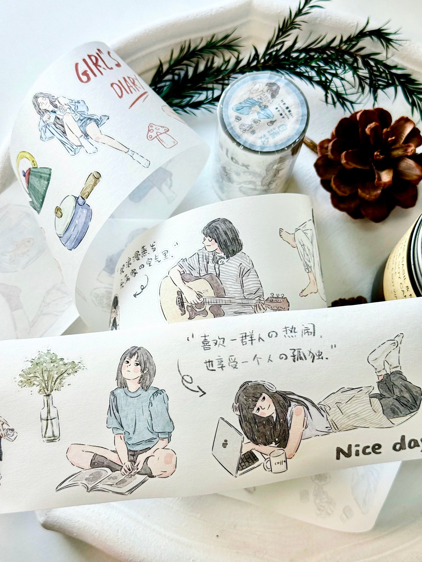 NEW! Xiyue Studio - Girl's Diary | Kiss-cut | 7cm Washi Tape | Release Paper | 6M