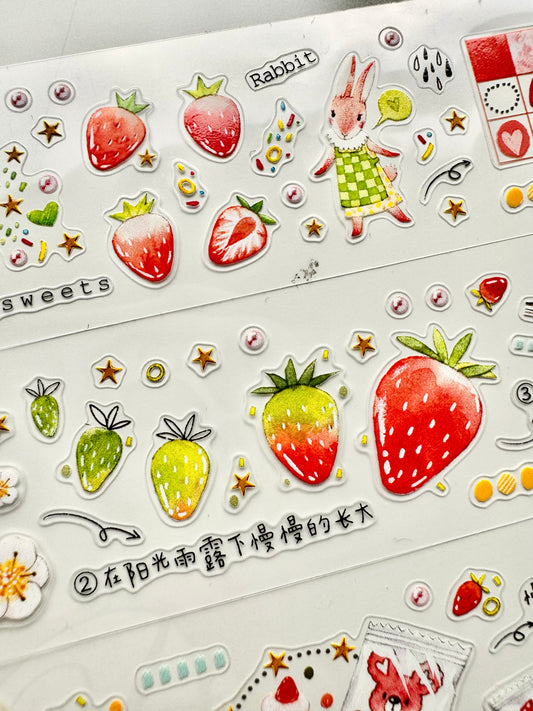 NEW! Pear Bunny Studio - Strawberry Season | Kiss-cut | 3.5cm PET Tape |  Release Paper | 5.4M