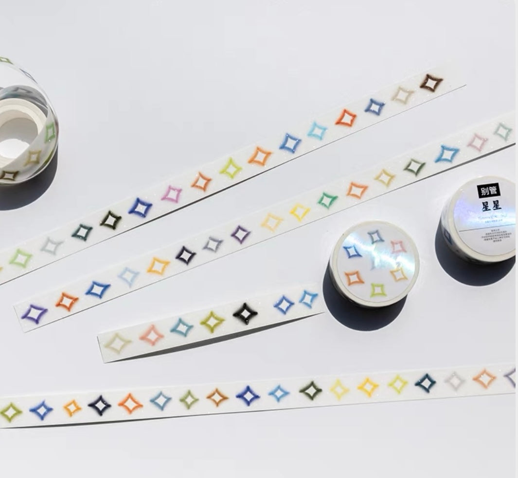 Bieguan Studio - Star | GLITTER | 1.5cm Washi Tape | Release Paper | 5M