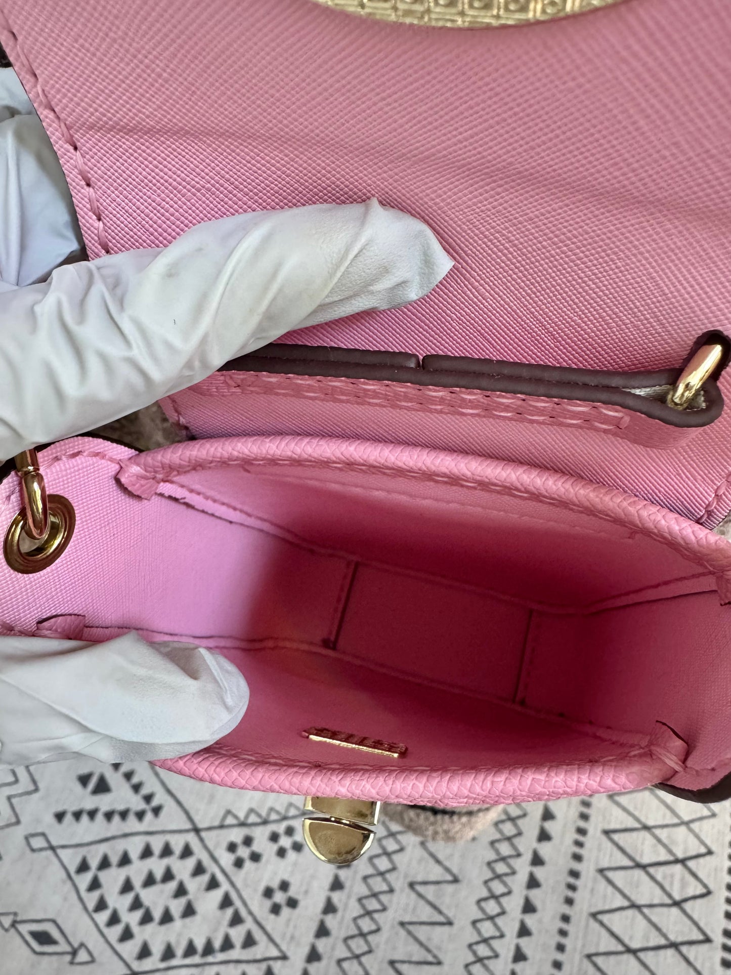 ESH Exclusive Collection - Purple | Phone Bag | Double-sided Pattern | mina perhonen Fabric | Real Leather | Handle | Crossbody | Handmade Products