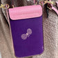 ESH Exclusive Collection - Purple | Phone Bag | Double-sided Pattern | mina perhonen Fabric | Real Leather | Handle | Crossbody | Handmade Products