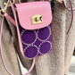 ESH Exclusive Collection - Purple | Phone Bag | Double-sided Pattern | mina perhonen Fabric | Real Leather | Handle | Crossbody | Handmade Products