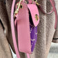 ESH Exclusive Collection - Purple | Phone Bag | Double-sided Pattern | mina perhonen Fabric | Real Leather | Handle | Crossbody | Handmade Products