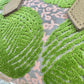 ESH Exclusive Collection - Green wool ball | Double-sided Pattern | mina perhonen Fabric | Real Leather | Handle | Crossbody | Handmade Products