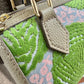 ESH Exclusive Collection - Green wool ball | Double-sided Pattern | mina perhonen Fabric | Real Leather | Handle | Crossbody | Handmade Products