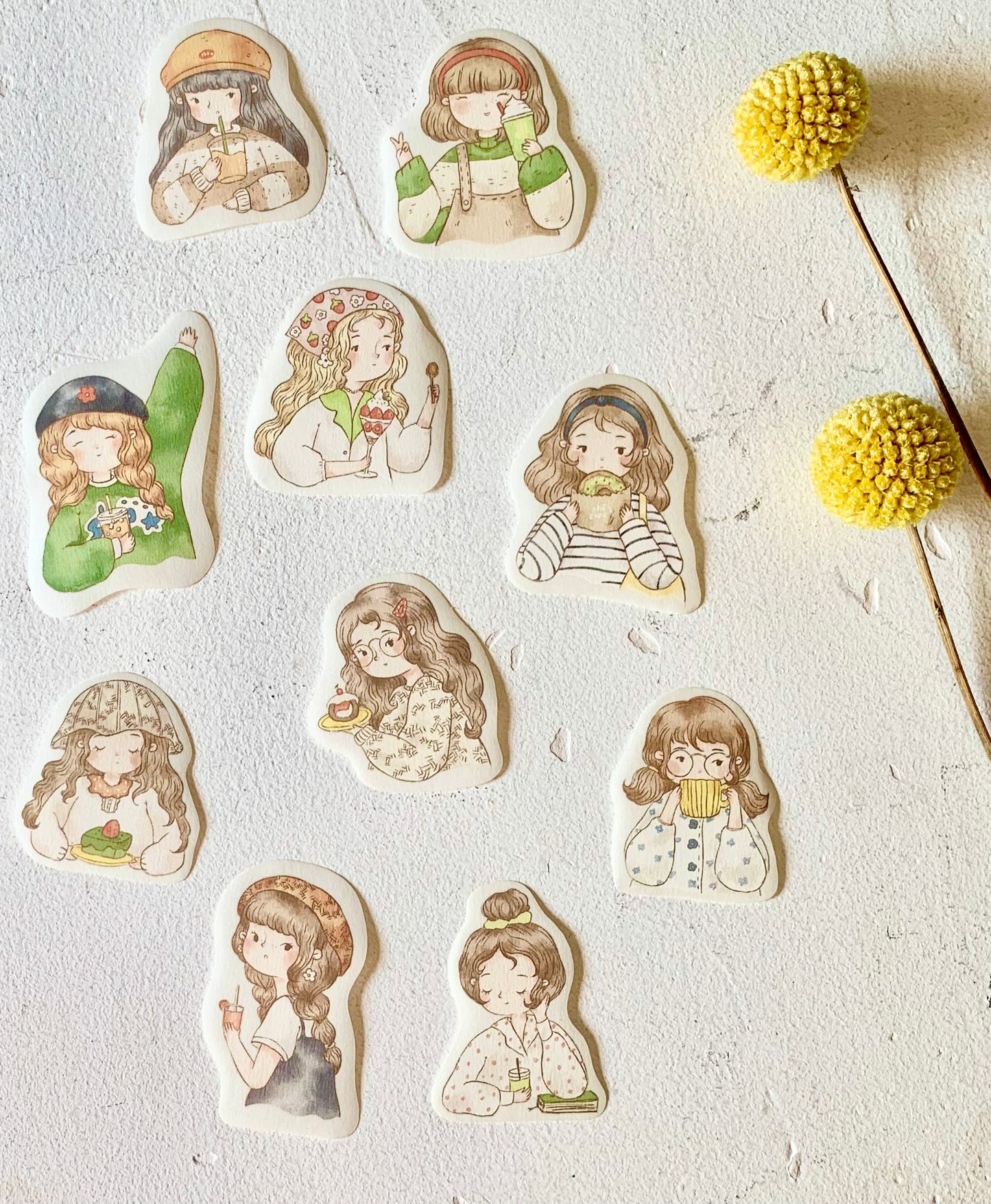 Sho Littlehappiness - 2nd Anniversary - Cafe Girls | 10pcs Stickers Pack