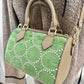 ESH Exclusive Collection - Green wool ball | Double-sided Pattern | mina perhonen Fabric | Real Leather | Handle | Crossbody | Handmade Products