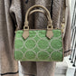 ESH Exclusive Collection - Green wool ball | Double-sided Pattern | mina perhonen Fabric | Real Leather | Handle | Crossbody | Handmade Products