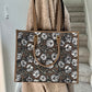 ESH Exclusive Collection - Embroidered Brown Rosy | Large Tote | mina perhonen Fabric | Real Leather | Handle | Handmade Products