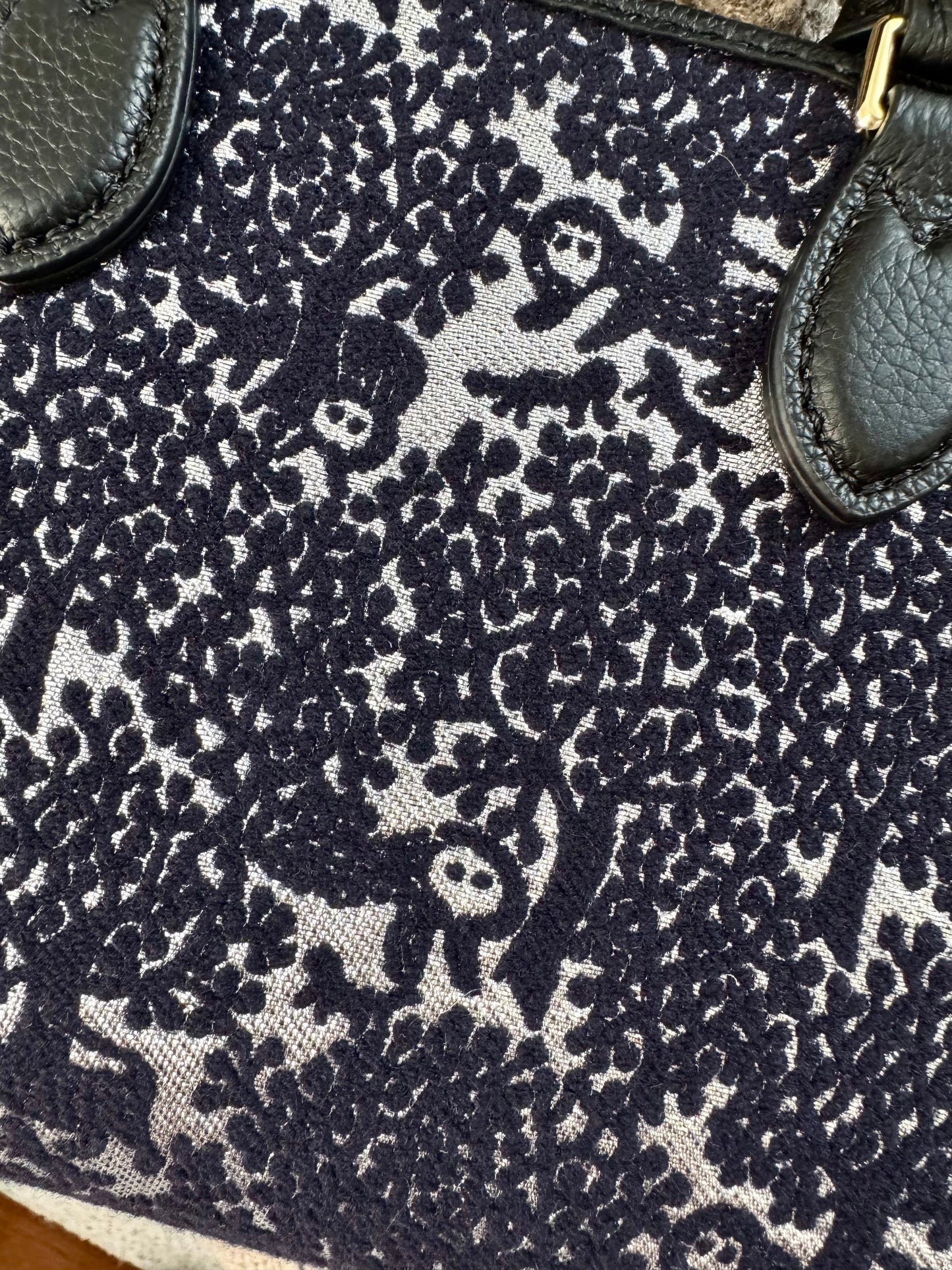 ESH Exclusive Collection - Moon Bear | Silk | Double-sided Pattern | mina perhonen Fabric | Real Leather | Handle | Crossbody | Handmade Products