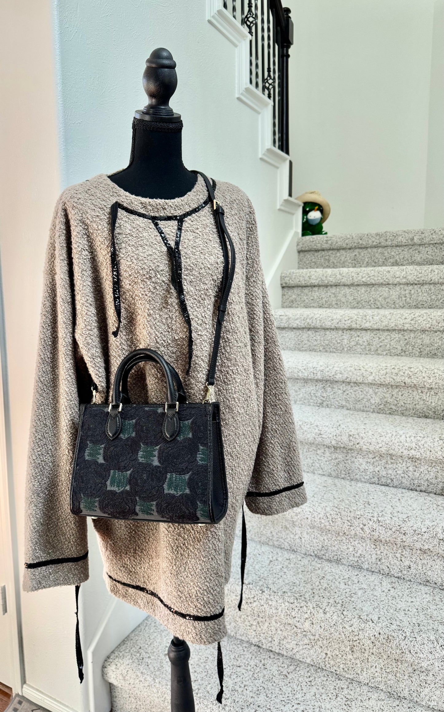 ESH Exclusive Collection - Moon Bear | Silk | Double-sided Pattern | mina perhonen Fabric | Real Leather | Handle | Crossbody | Handmade Products